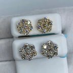 14K Gold Flower Diamond Earrings 5.3 Ct - additional product view 5