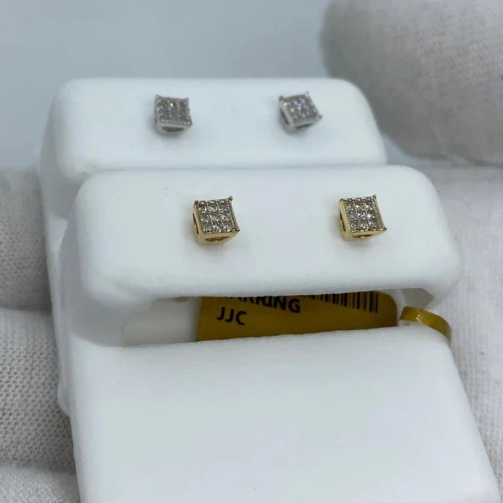 10K Gold Square Diamond Earrings 0.1 Ct - additional product view 5