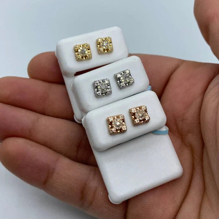 14K Gold Castle Diamond Earrings Small - additional product view 2