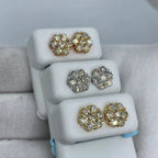 14K Gold Flower Diamond Earrings 1.8 Ct - additional product view 2