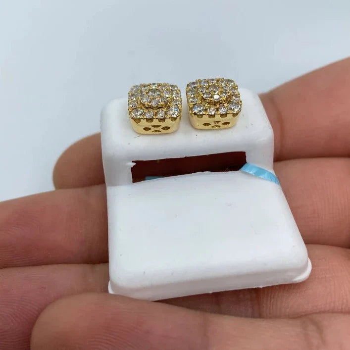 14K Gold Elite Square Diamond Earrings - additional product view 3