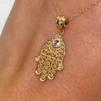 14K Gold Lace Hamsa Diamond Pendant - additional product view 2