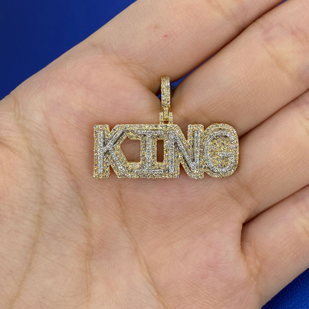 10K Gold King Name Plate Diamond Pendant - additional product view 2