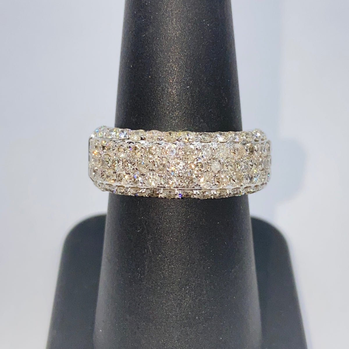 14K Gold 8mm Iced Diamond Band Ring - additional product view 6
