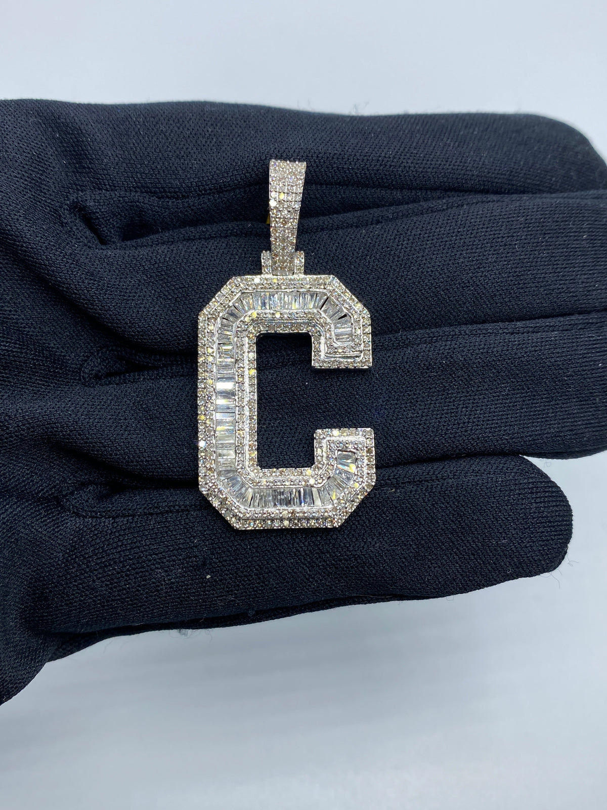 Initial C Baguette Diamond Pendant - additional product view 2