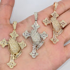 10K Gold Prayer Cross Diamond Baguette Pendant - additional product view 2