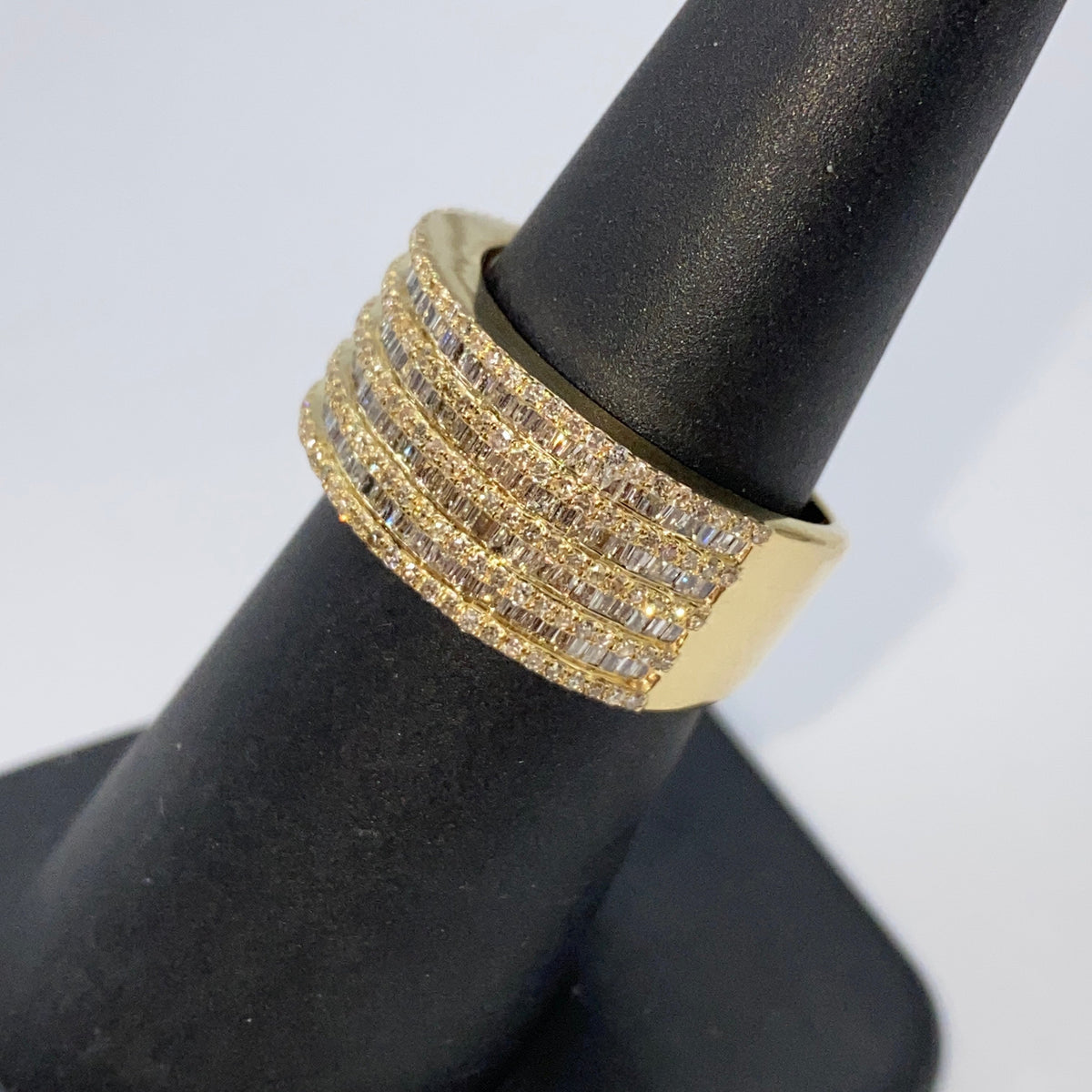 10K Gold 10mm Stacked Diamond Baguette Ring - additional product view 7