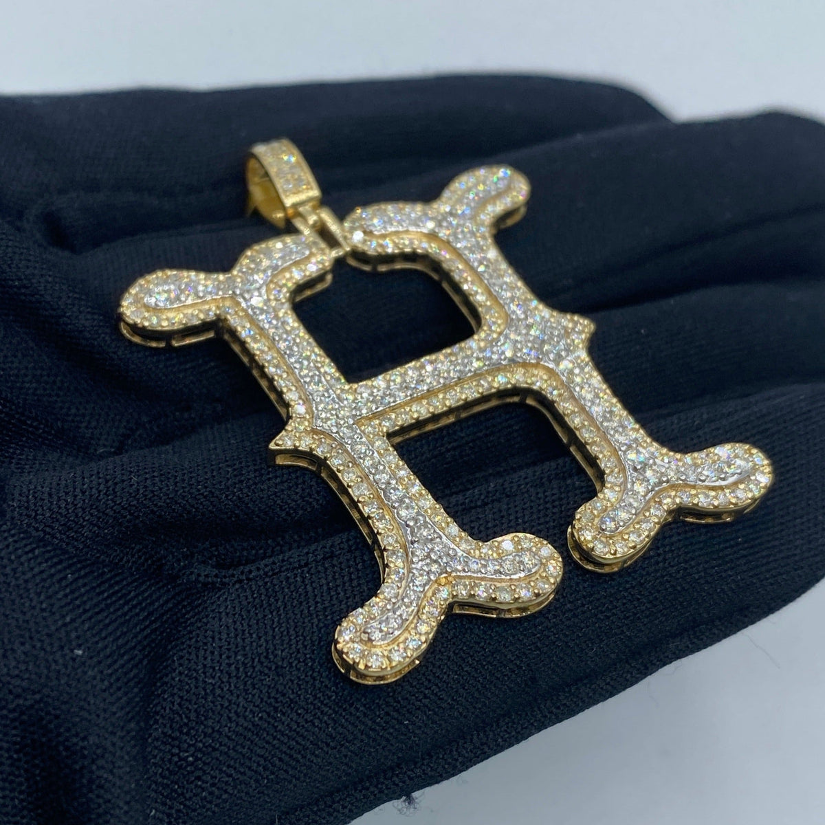 Initial H Old English Diamond Pendant - additional product view 3