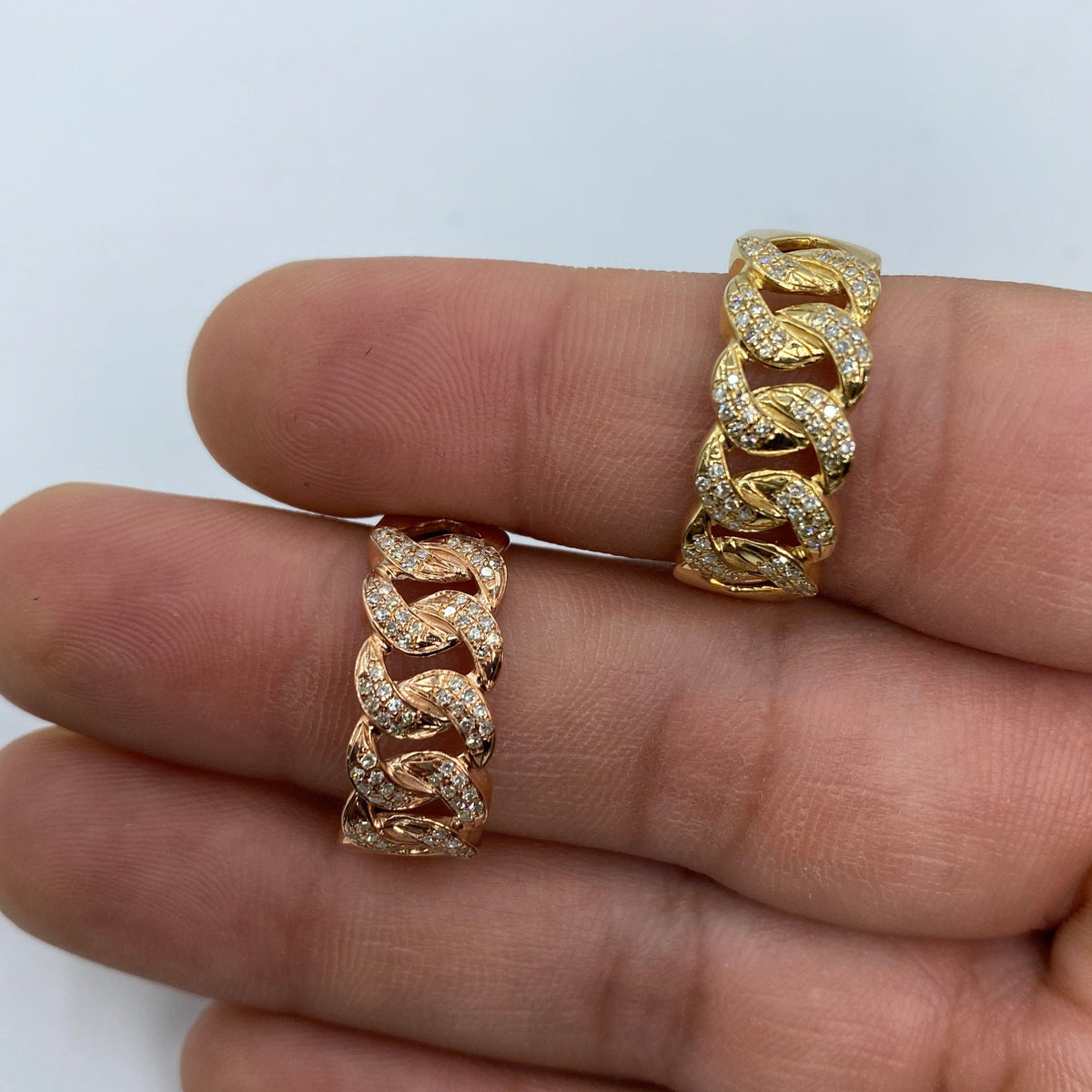 10K Gold Cuban Link Diamond Ring (9mm) - additional product view 3