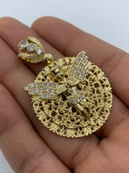 14K Gold Baby Angel Round Medallion Pendant - additional product view 6