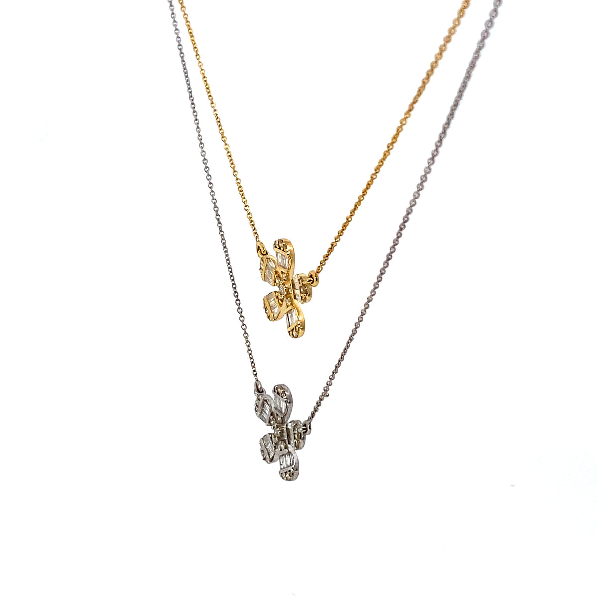 14K Gold Daisy Flower Diamond Baguette Necklace - additional product view 7
