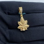 14K Gold Weed Cannabis Diamond Pendant - additional product view 2