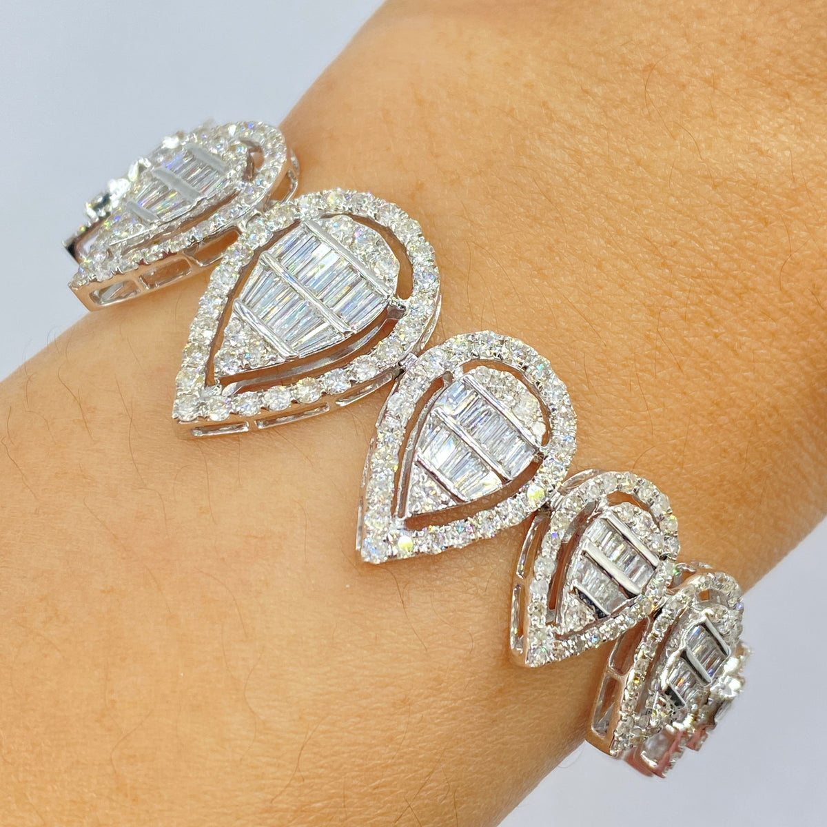 14K Gold Pear Diamond Baguette Bracelet 7 in - additional product view 2