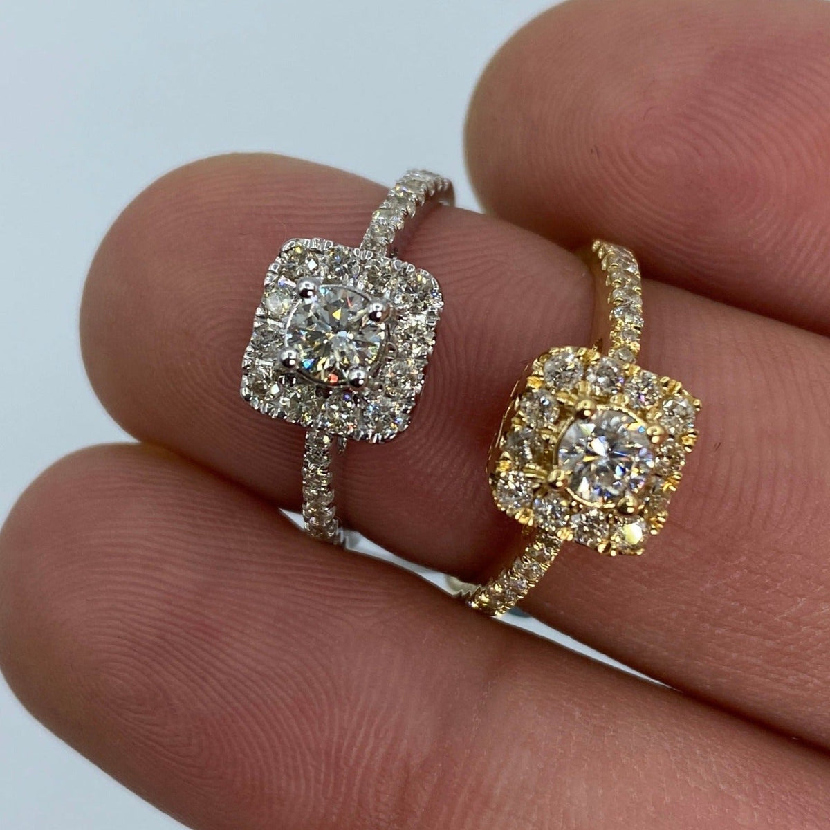 14K Gold Square Large Center Stone Diamond Engagement Ring - main product photo