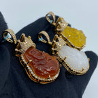14K Gold Crowned Buddha Diamond Pendant - additional product view 6