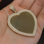 10K Gold Double Halo Heart Photo CZ Pendant - additional product view 2