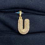 14K Gold Initial U Bubble Diamond Pendant - additional product view 2