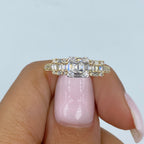 14K Gold Three Baguette Diamond Ring in yellow gold - close-up product photo