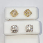 14K Gold 8mm Rounded Square Diamond Baguette Earrings - additional product view 6