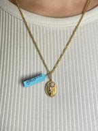 14K Gold Jesus Save Us Medal Diamond Pendant - additional product view 5