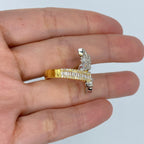 10K Gold Butterfly Diamond Baguette Bangle Ring - additional product view 7
