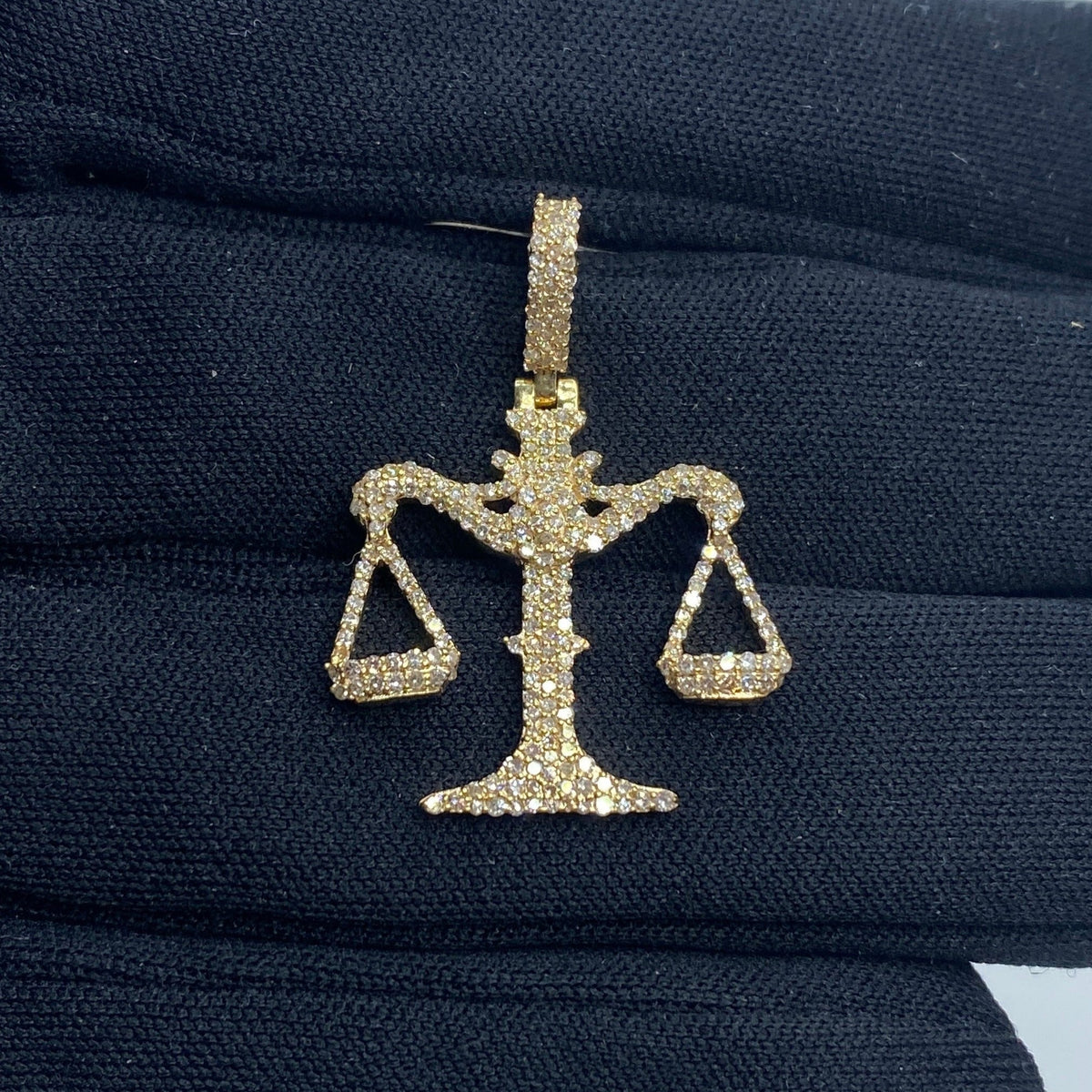 10K Gold Libra Scale of Justice Diamond Pendant - additional product view 2