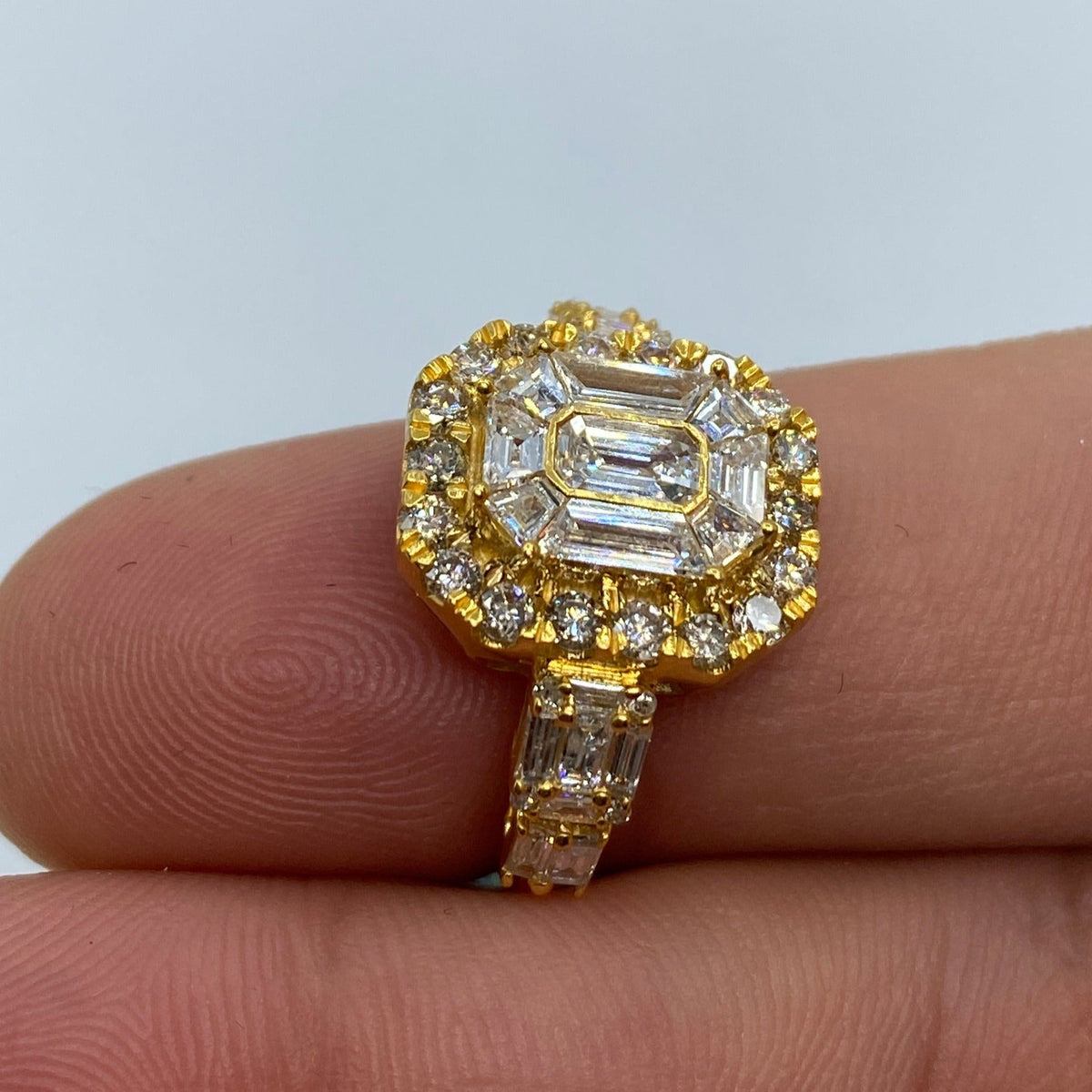 14K Gold Rectangle Diamond Baguette Engagement Ring - additional product view 6