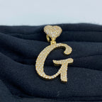 14K Gold Initial G Script Heart Diamond Pendant - additional product view 6