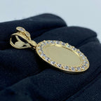 14K Gold Circle Picture Photo CZ Pendant - additional product view 3
