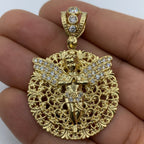 14K Gold Baby Angel Round Medallion Pendant - additional product view 2