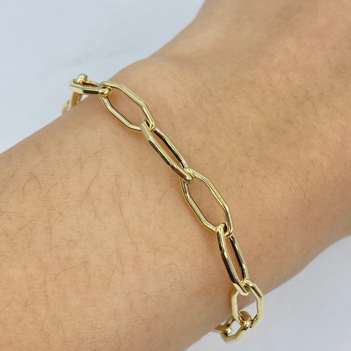 14K Gold Oval Flat Link Bracelet 7 in - additional product view 2