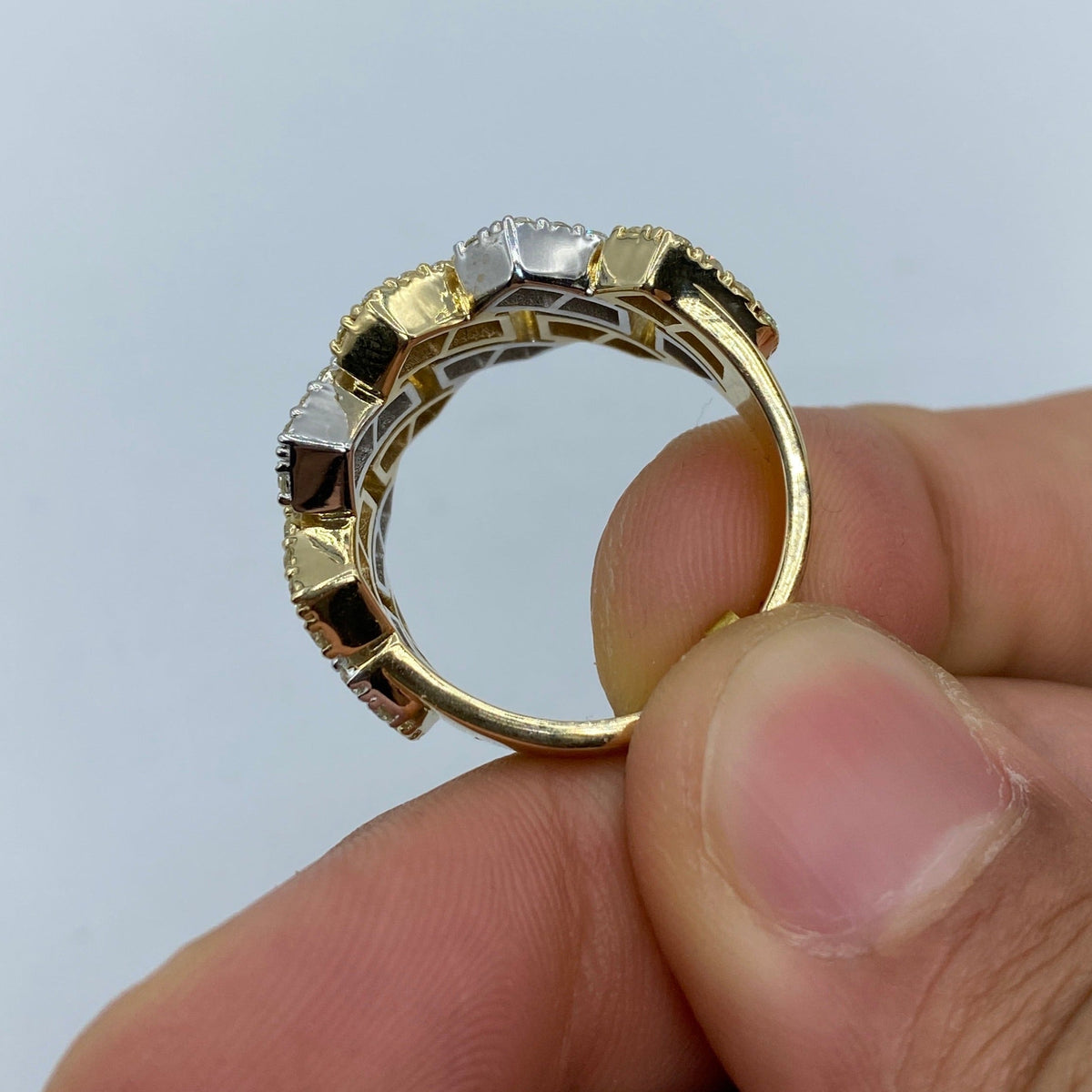 10K Gold Two-Tone Cuban Link Diamond Ring - additional product view 5