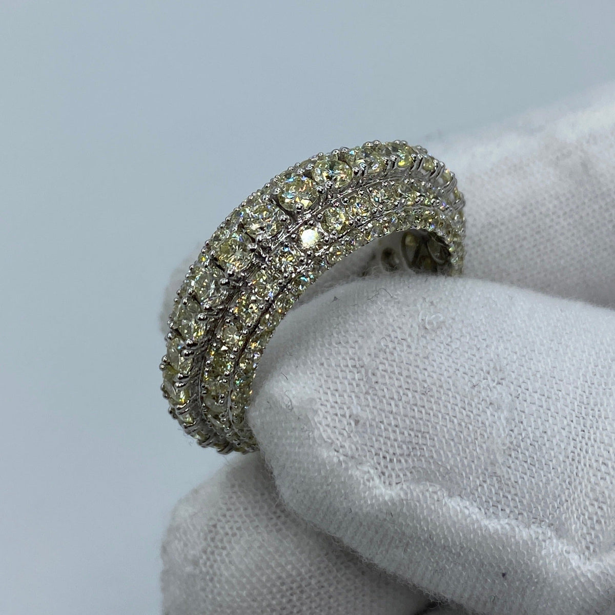 14K Gold Eternity 3-Tier Diamond Ring in white gold - close-up product photo