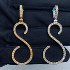 14K Gold Initial S Large Script Diamond Pendant - additional product view 2