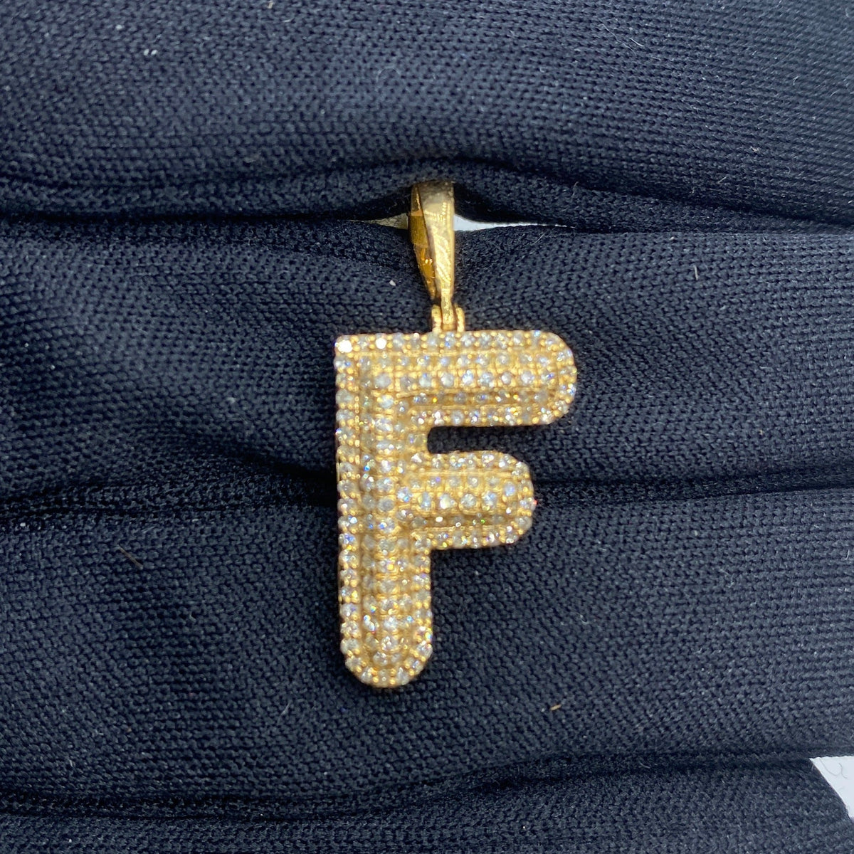 Initial F Bubble Diamond Pendant - additional product view 2