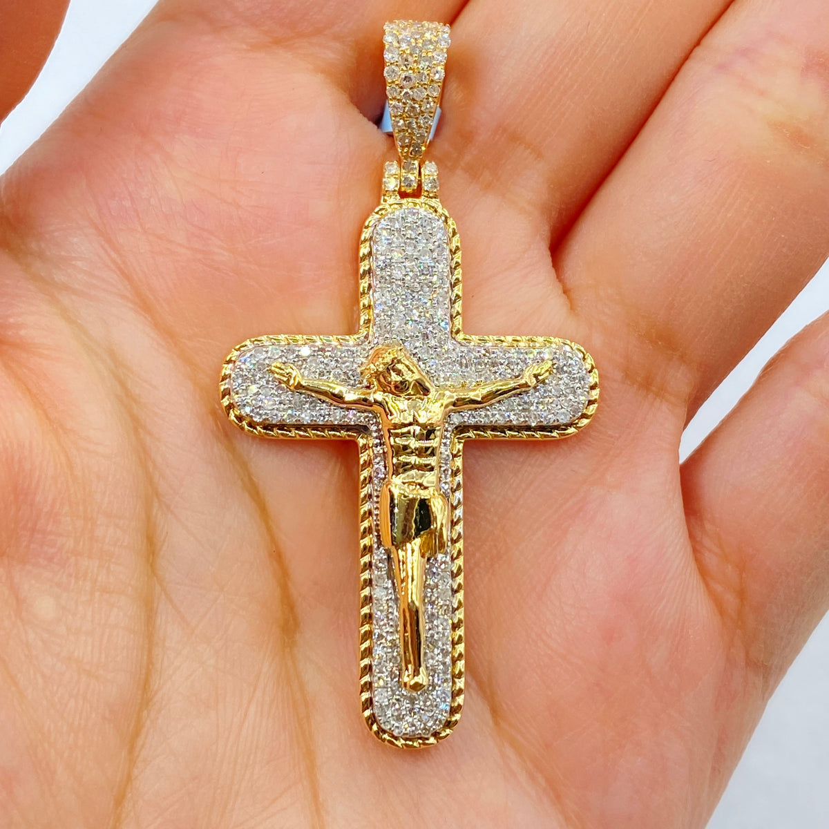 14K Gold Jesus Cross Diamond Pendant - additional product view 2
