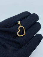 14K Gold Heart Yellow Outline Diamond Pendant - additional product view 2