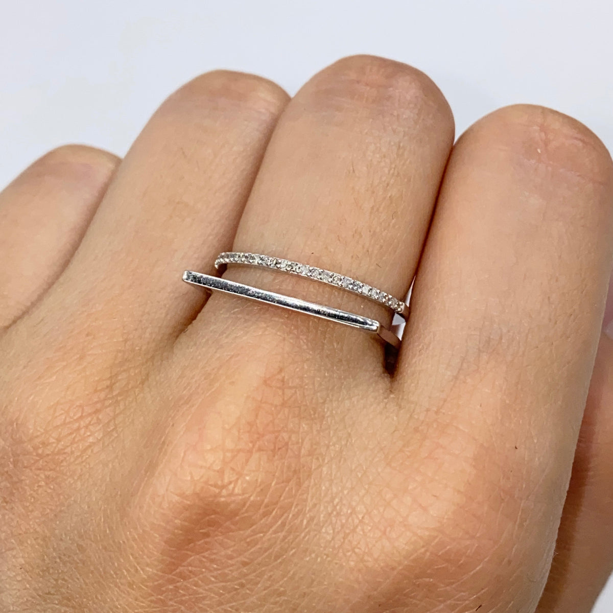 14K Gold Stack Diamond Ring Adjustable - additional product view 4