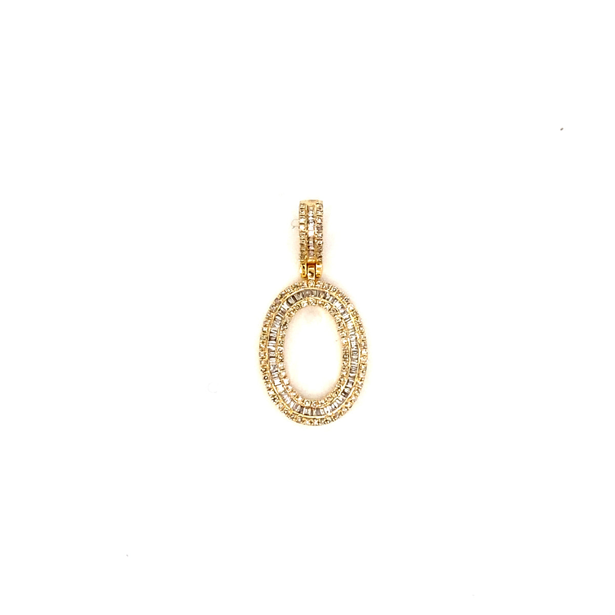 14K Gold Bamboo Initial Letter Diamond Baguette Pendants Full Collection - additional product view 60