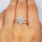 18K Gold Floral Halo Diamond Ring - additional product view 3