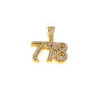 14K Gold 718 Area Code Diamond Pendant - additional product view 3
