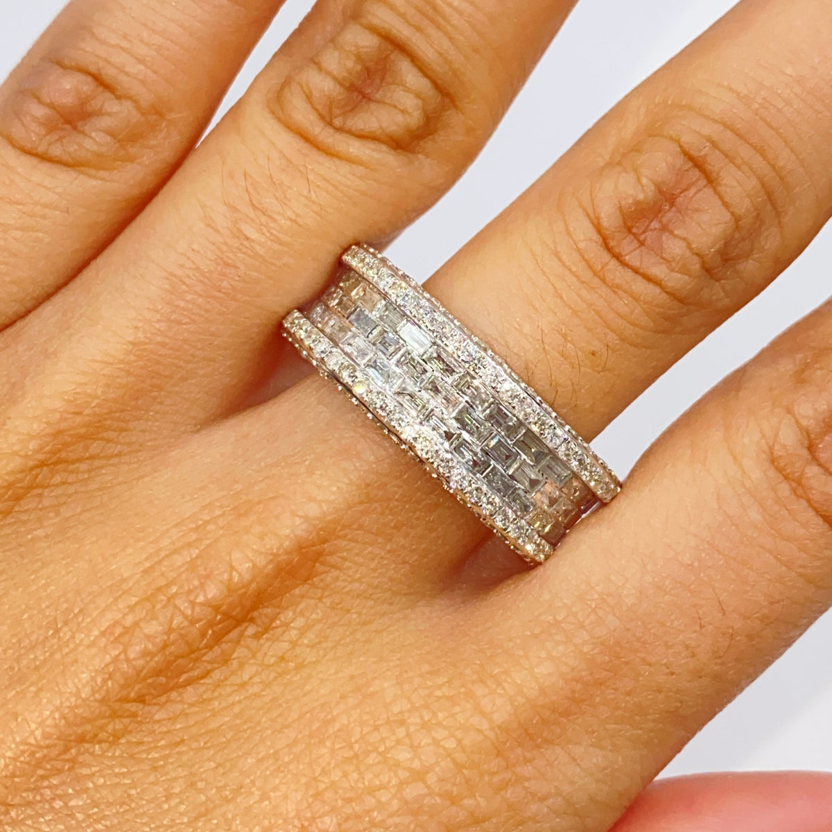 14K Gold 8mm Iced Infinity Diamond Baguette Ring - additional product view 3