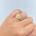 14K Gold Jumbo Square Halo Diamond Baguette Ring in yellow gold - close-up product photo