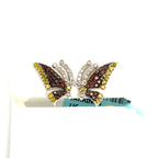 14K Gold Medium Butterfly Diamond Earrings in white gold - close-up product photo