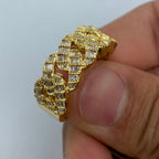 10K Gold Bold Cuban Link Diamond Baguette Ring - additional product view 2