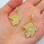 14K Gold Iced Roaring Lion Diamond Pendant - additional product view 2