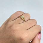 14K Gold Baguette Diamond Square Engagement Ring in yellow gold - close-up product photo