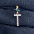 14K Gold Single Stone Initial T Diamond Pendant, Small - close-up product photo