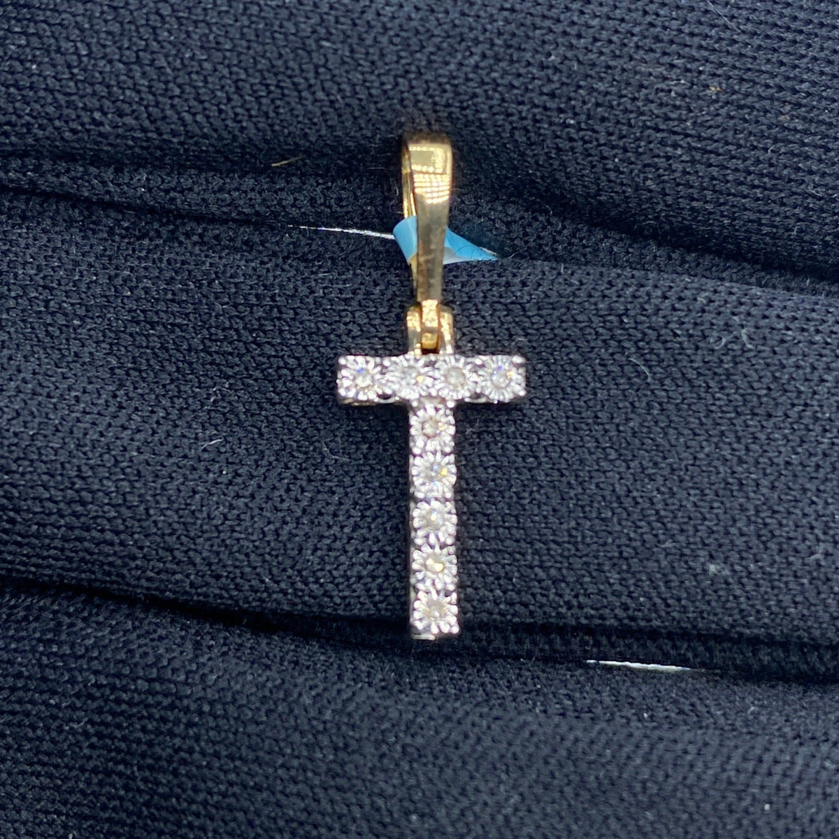 14K Gold Single Stone Initial T Diamond Pendant, Small - close-up product photo