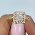 14K Gold Primrose Circle Square Halo Diamond Ring in yellow gold - close-up product photo